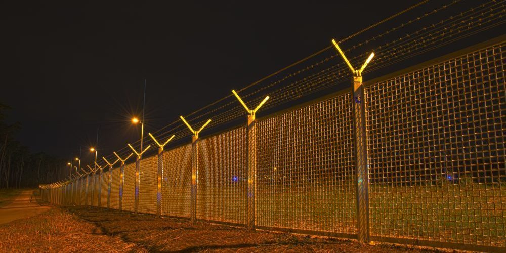 Barbed wire fence