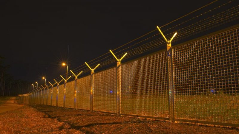 Barbed wire fence
