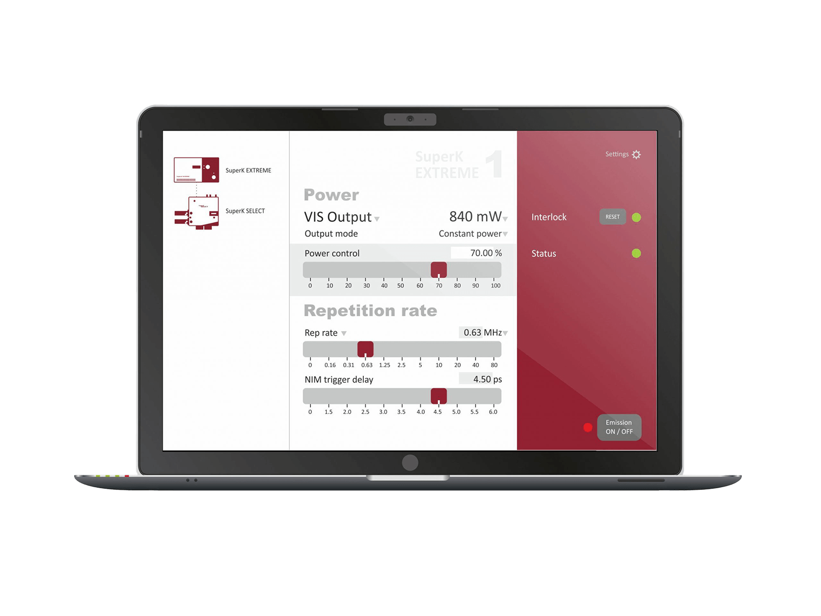 Control interface for LightMinds Fiber laser systems