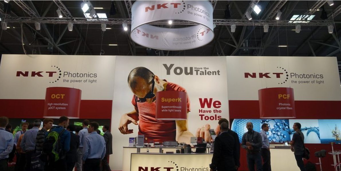 NKT Photonics booth at LASER Munich 2015 showcasing advanced laser technologies.