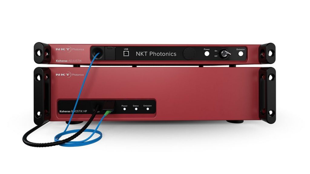 Koheras BOOSTIK high-power single-frequency fiber amplifier delivering up to 15 W for quantum optics and industrial sensing