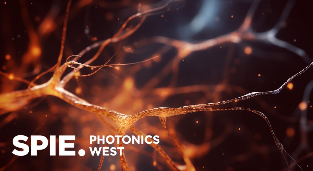 Neuroscientists make neurons light up in the brain using lasers with the text SPIE Photonics West written on it